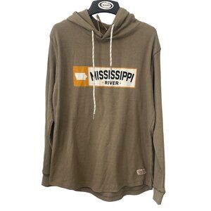 Good Land Supply Co Mississippi River Pullover Hoodie Men Medium Waffle Knit NEW